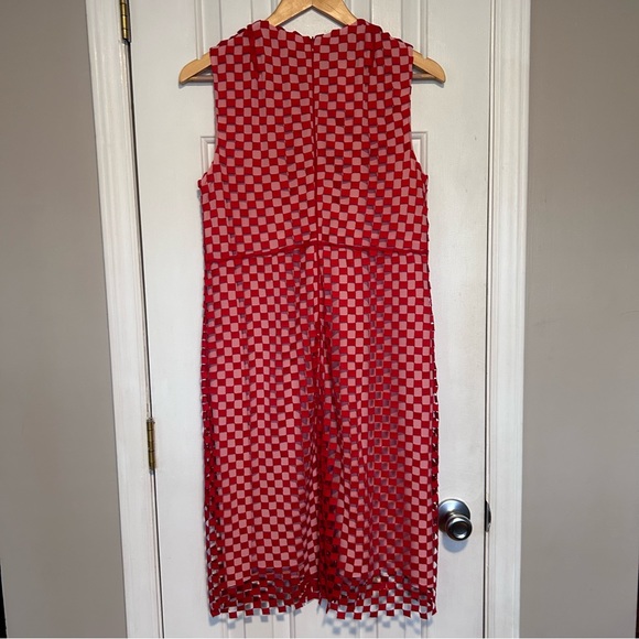 AKRIS Cocktail Dress Heart Motifs Mulberry Silk w Embroidered Overlay UK 12 US 8 - Picture 9 of 14